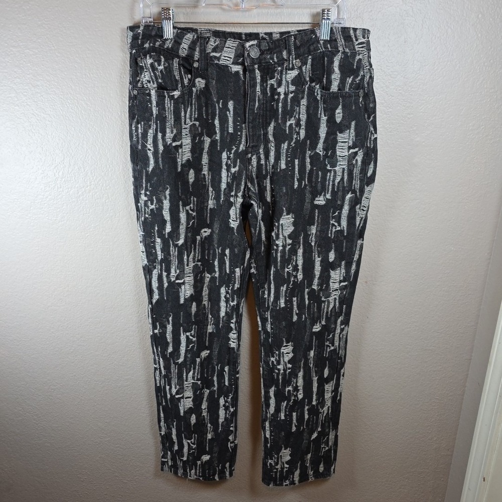 BoohooMAN black/grey distressed trendy mens jeans Size 34 Regular